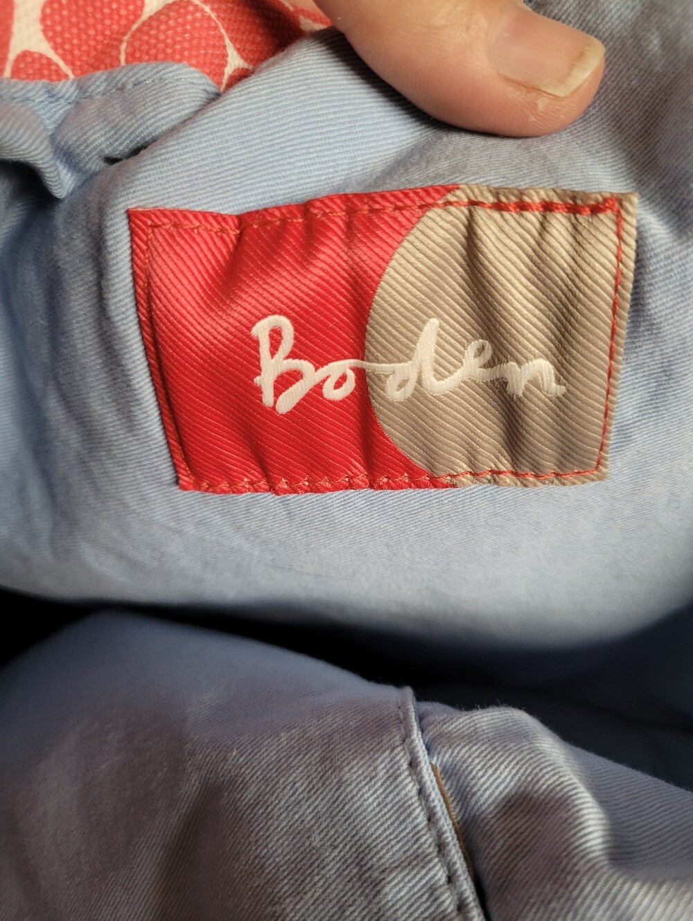 Boden Floral Canvas Tote Bag in Red with Blue Accents - Picture 2 of 8